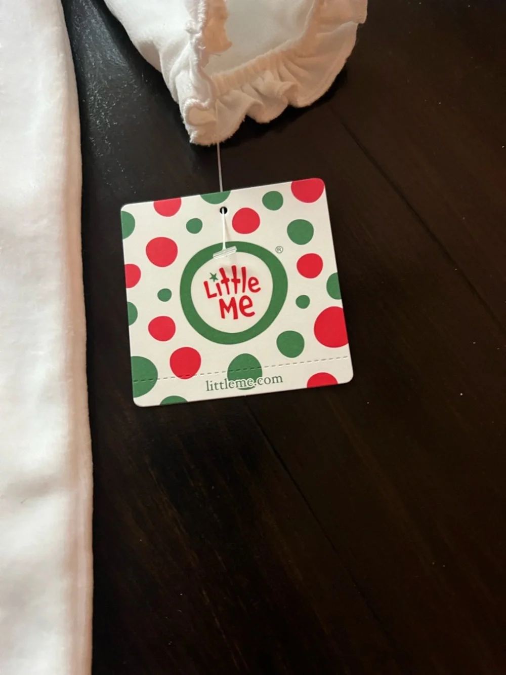 New - Little Me White & Red Holiday Velour Footed One-Piece